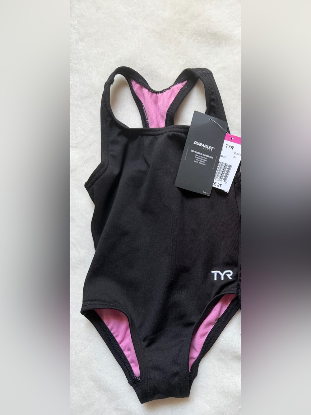TYR Black Swimsuit with Pink Lining - Girls Tank One-Piece